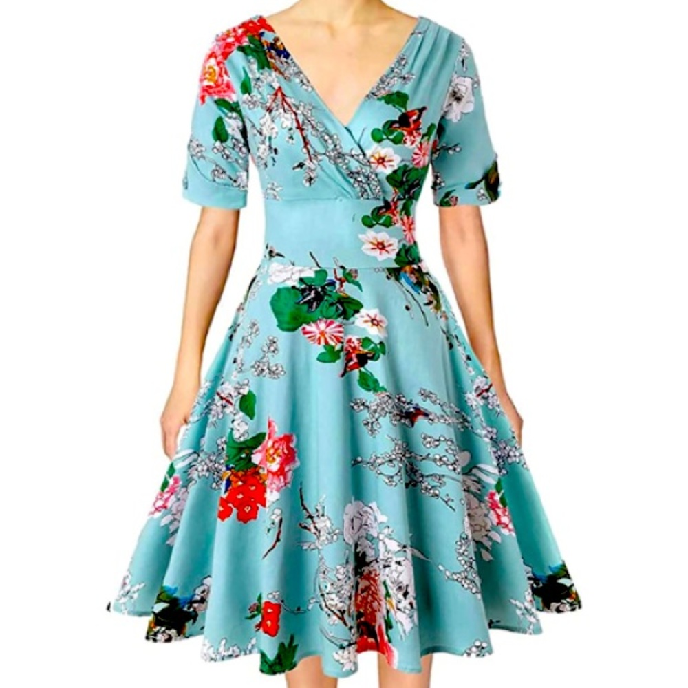 Roosey Women’s 1950s Floral Retro Swing Cocktail Dress Size MD